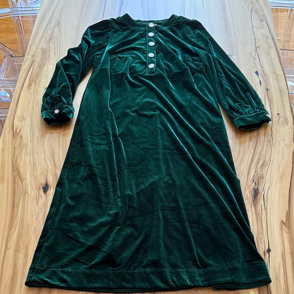 Pomander Place Emerald Velvet Dress